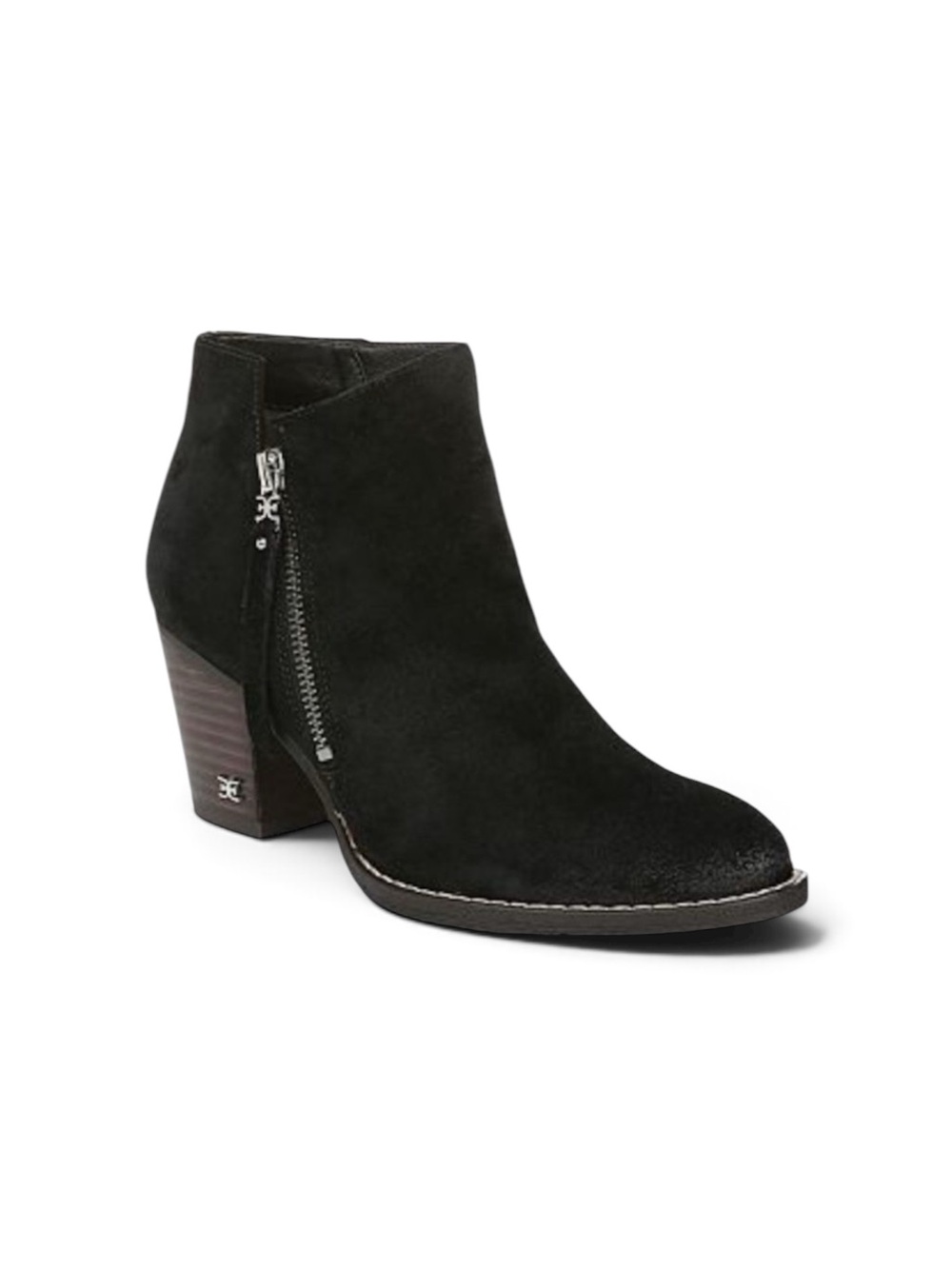 NEW Sam Edelman Macon Black Distressed Suede Ankle Bootie Boot Sz 8.5